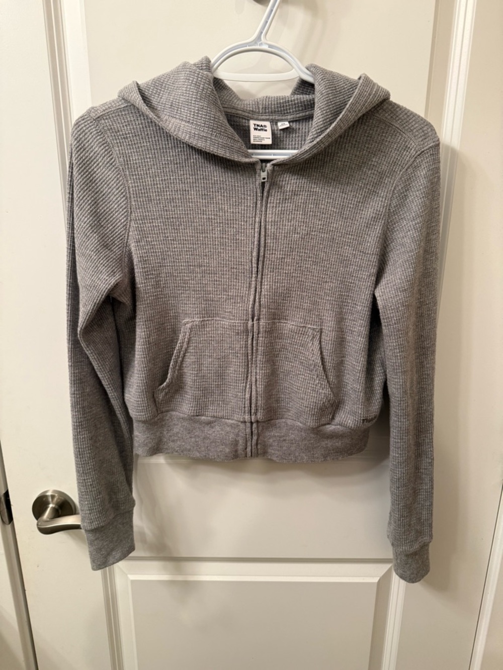 TNA Light Grey Waffle Knit Cowl Neck Sweater - Picture 2 of 4